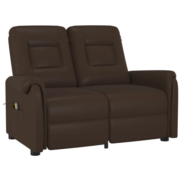 vidaXL Massagefåtölj 2-sits brun konstläder