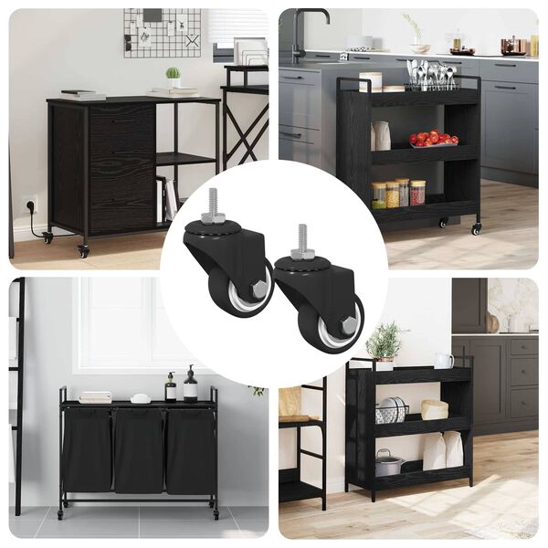 vidaXL Sv&auml;ngbart hjul 2 pcs Svart M6 mm J&auml;rn och nylon