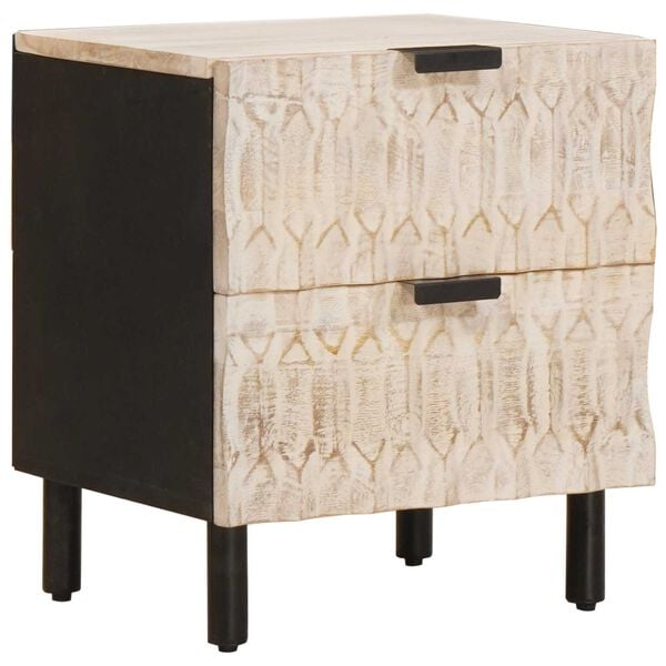 vidaXL Nattduksbord 2 pcs Vit 40 x 33 x 46 cm Massivt mangotr&auml;