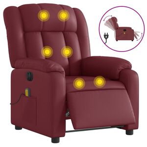 vidaXL Elektrisk massagef&aring;t&ouml;lj vinr&ouml;d konstl&auml;der