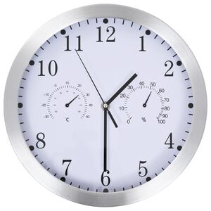 vidaXL V&auml;ggklocka med Quartz-urverk hygro- och termometer 30 cm vit