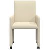 vidaXL Matstolar med hjul 2 pcs Kr&auml;m 57 x 66 x 94 cm Konstl&auml;der