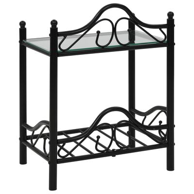 vidaXL Sängbord 2 st stål och härdat glas 45x30,5x60 cm svart