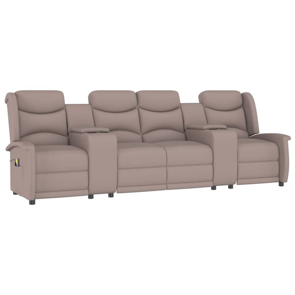 vidaXL Massagefåtölj med kopphållare 4-sits taupe
