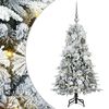 vidaXL Konstgjord julgran med g&aring;ngj&auml;rn Gr&ouml;n och vit 120 cm PE och PVC