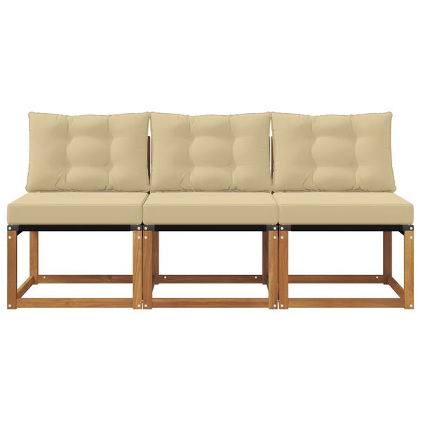 vidaXL 3 Stycke Utomhus Mellansoffa Massivt akaciatr&auml; och Textilene