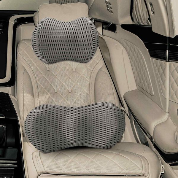 vidaXL Kudde med kudde Justerbar 2 pcs Gr&aring; 4D Mesh