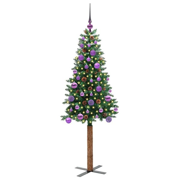 vidaXL Smal julgran med 150 LED-lampor Gr&ouml;n 150 cm PVC och solid furu