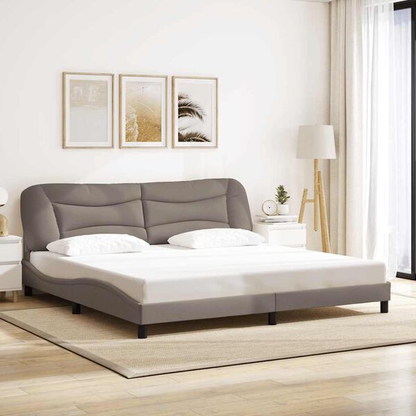 vidaXL Bed Frame without Mattress "Hvar" Taupe 200x200 cm Fabric