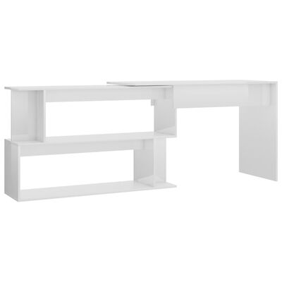 vidaXL Skrivbord hörn vit högglans 200x50x76 cm konstruerat trä