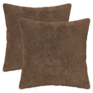 vidaXL Kudd&ouml;verdrag 2 st HEERLEN Ljusbrun 35 x 35 cm Faux Kaninp&auml;ls