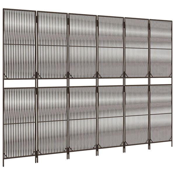 vidaXL Rumsavdelare 6 paneler brun konstrottning