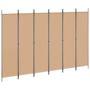 vidaXL 6-panelers rumsavdelare Beige 300 x 200 cm Tyg