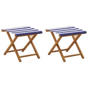 vidaXL Deck Chair 2 pcs Massiv Eukalyptus Tr&auml; Bl&aring; och Vit
