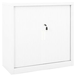 vidaXL Dokumentsk&aring;p med skjutd&ouml;rr vit 90x40x90 cm st&aring;l