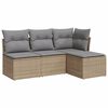 vidaXL Soffgrupp f&ouml;r tr&auml;dg&aring;rd med dynor 4 delar beige konstrotting