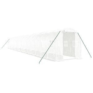 vidaXL V&auml;xthus med st&aring;lram vit 32 m&sup2; 16x2x2 m