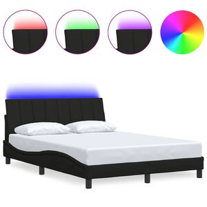 vidaXL Bed Frame without Mattress "Hanko" Black 140x190cm Fabric