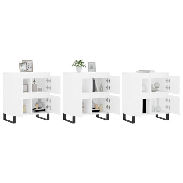 vidaXL Sk&auml;nk 3 delar Vit konstruerat tr&auml;