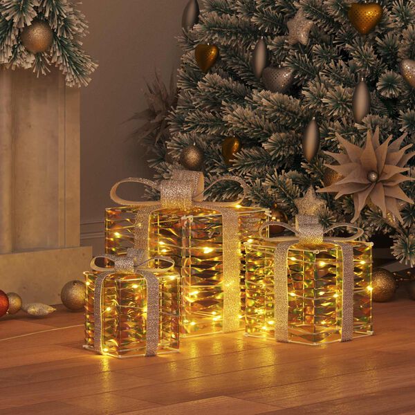 vidaXL Presentl&aring;da med 60 LED-lampor 3 pcs Varmvit 20 x 20 x 20 cm PET