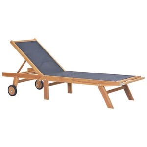 vidaXL Hopf&auml;llbar sols&auml;ng med hjul massiv teak och textilene
