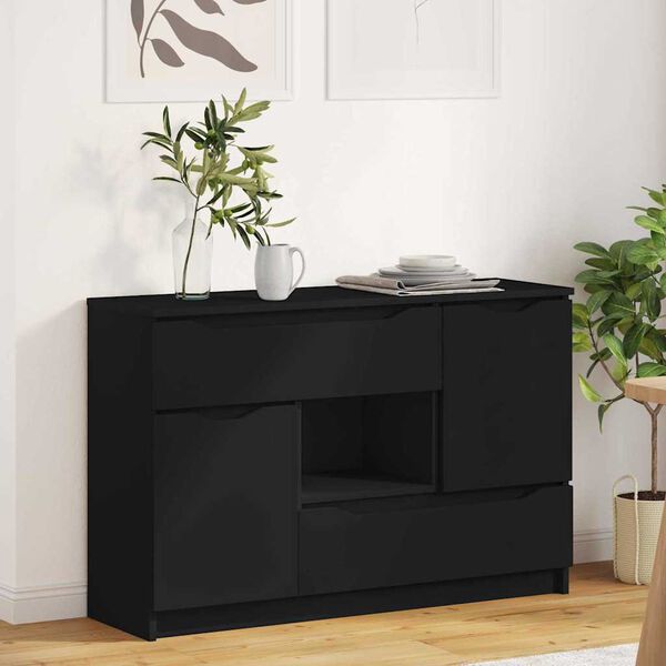 vidaXL Sideboard med l&aring;da Svart 100 x 30 x 65,6 Konstruerat tr&auml;