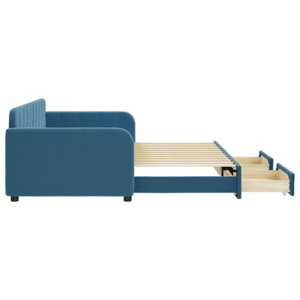 vidaXL Dagbädd utdragbar med lådor blå 90x200 cm sammet