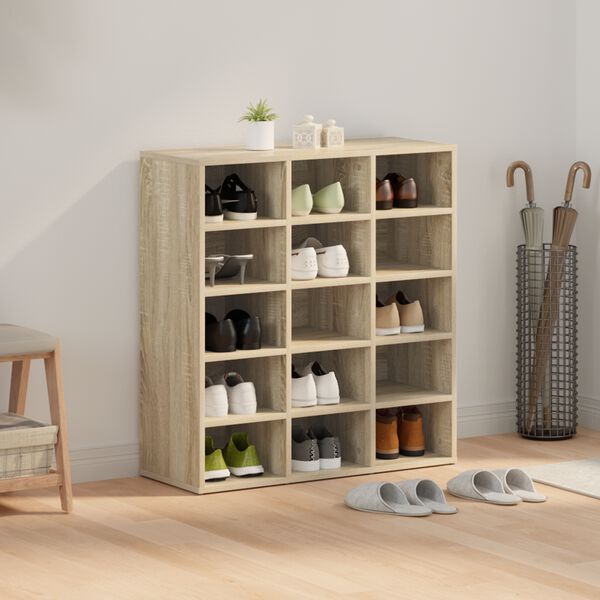 vidaXL Skosk&aring;p med hylla Sonoma-ek 77,5 x 30 x 83,5 cm Konstruerat tr&auml;