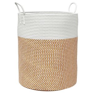 vidaXL F&ouml;rvaringskorg brun och vit &Oslash;38x46 cm bomull