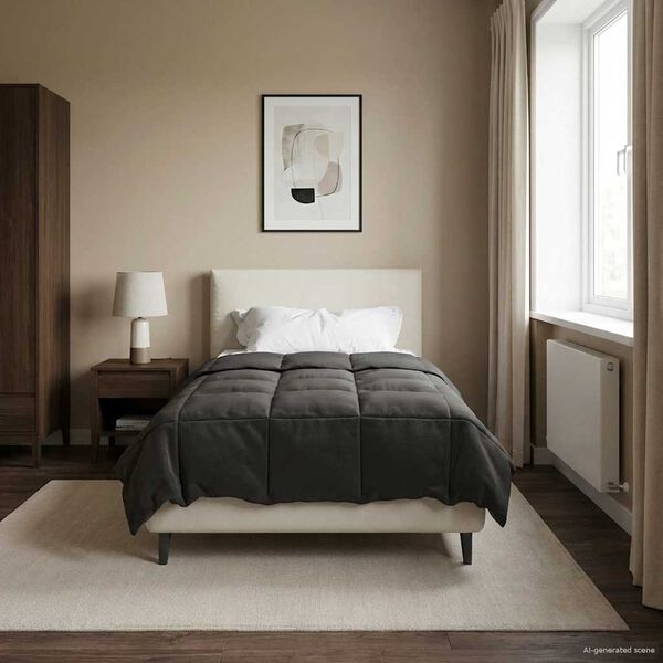 vidaXL Full &Aring;rs-Duvet Quiltad Antracit 135 x 200 cm Mikrofiber