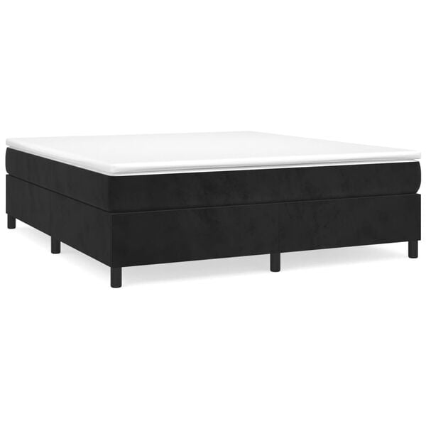 vidaXL Boxspring-s&auml;ngram svart 160x200 cm sammet