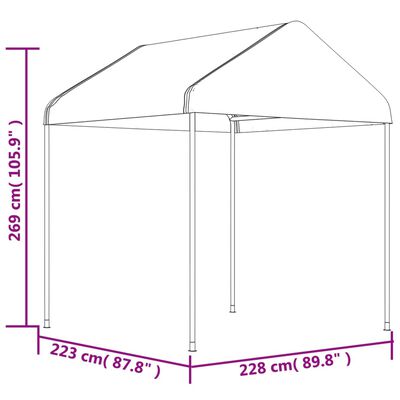 vidaXL Paviljong med tak vit 2,28x2,23x2,69 m polyeten