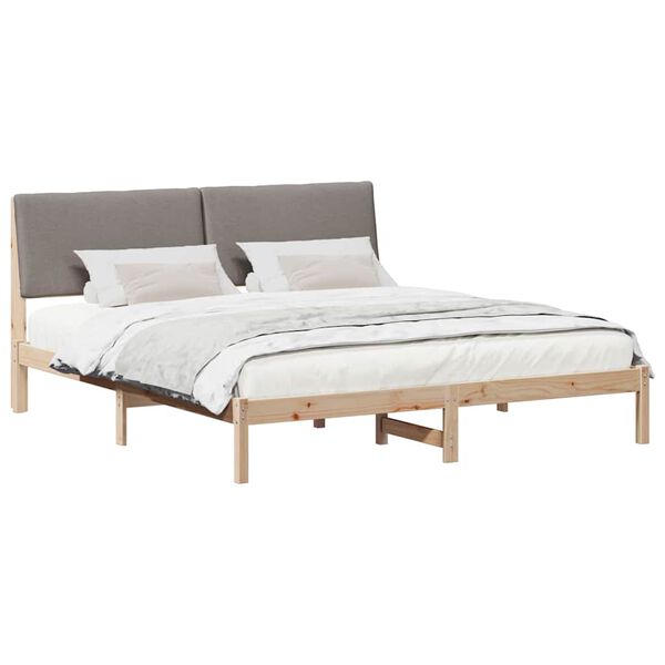 vidaXL S&auml;ngram med huvudgavel Brun och taupe 200 x 200 cm Massiv furu