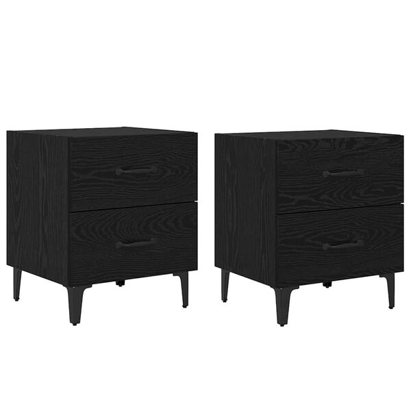 vidaXL S&auml;ngsk&aring;p 2 pcs Svart Ek 40 x 35 x 47,5 cm Konstruerat tr&auml;