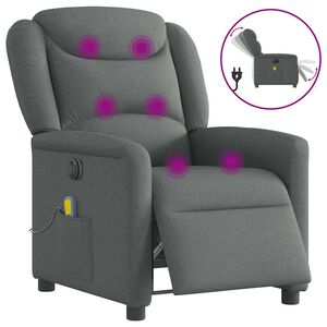vidaXL Elektrisk massagef&aring;t&ouml;lj m&ouml;rkgr&aring; tyg