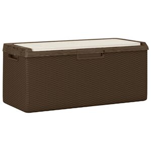 vidaXL Dnybox med sittdyna brun 350 l PP
