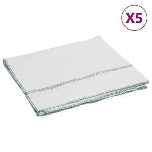 vidaXL Reng&ouml;ringsdukar 5 st vit med gr&ouml;na r&auml;nder 50x60 cm
