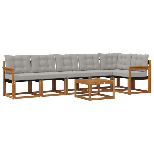 vidaXL Utomhussoffset med kudde 7 pcs Naturlig och Ljus Gr&aring;