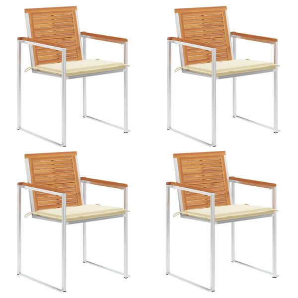 vidaXL Tr&auml;dg&aring;rdsstolar med dynor 4 st massivt akaciatr&auml;