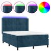 vidaXL Rams&auml;ng med madrass & LED m&ouml;rkbl&aring; 140x190 cm sammet
