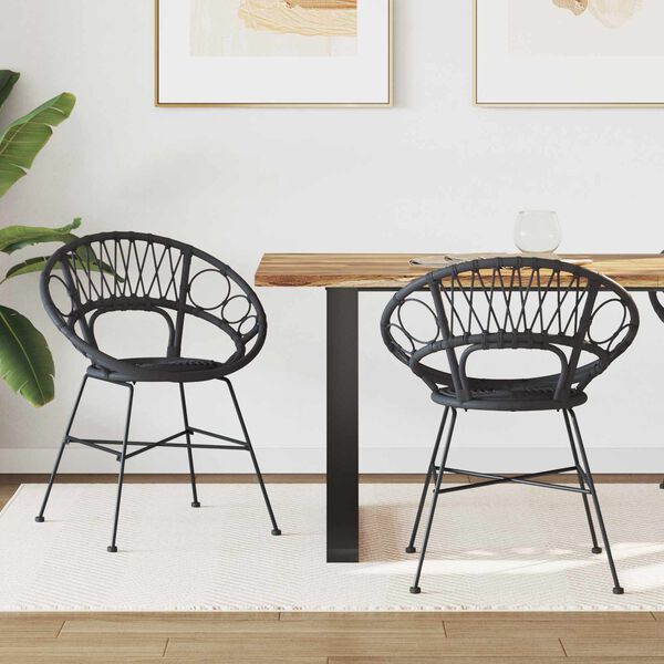 vidaXL Matstol 2 pcs Svart 49 x 51 x 81 cm Rattan och J&auml;rn