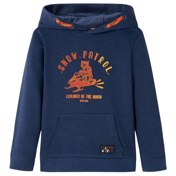 Barnhoodie blå melange och orange 116
