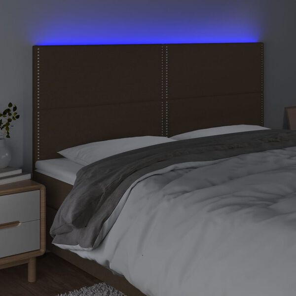 vidaXL S&auml;nggavel LED m&ouml;rkbrun 160x5x118/128 cm tyg