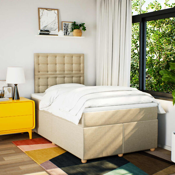 vidaXL Rams&auml;ng med madrass gr&auml;ddvit 120x190 cm tyg