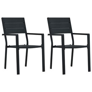 vidaXL Tr&auml;dg&aring;rdsstolar 2 st svart HDPE tr&auml;utseende