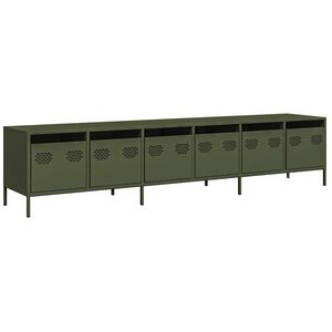 vidaXL Tv-b&auml;nk olivgr&ouml;n 202x39x43,5 cm kallvalsat st&aring;l
