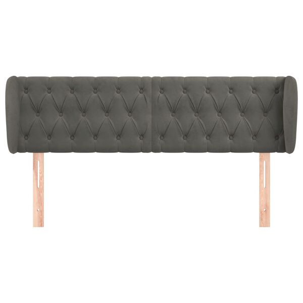 vidaXL Sänggavel med kanter mörkgrå 147x23x78/88 cm sammet
