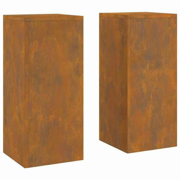 vidaXL V&auml;xtst&auml;ll 2 pcs Rostig 24 x 24 x 55 cm V&auml;derbest&auml;ndig st&aring;l