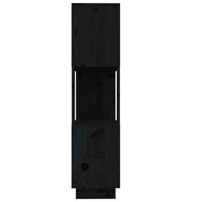 vidaXL Bokhylla/rumsavdelare svart 80x25x101 cm massiv furu