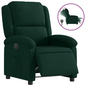 vidaXL Elektrisk reclinerf&aring;t&ouml;lj m&ouml;rkgr&ouml;n sammet